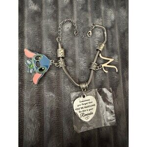 7-9” Charm Bracelet “You're Awesome ” + Stitch + “N" Initial